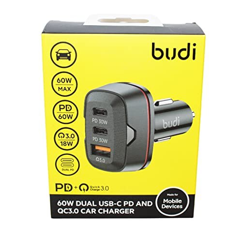 BUDI CAR CHARGER 2 USB PORTS M8J109 BLK