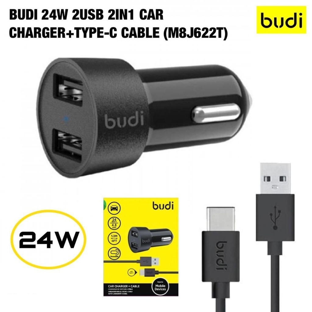 BUDI CAR CHARGER M8J622 WHT