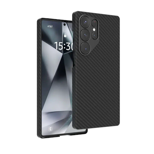 Levelo Sergei 1500D Kevlar Fiber Case For Samsung S25 Ultra - Black LVL-SERG-S25U-BK