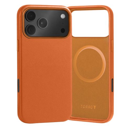 Levelo Cuir Case For iPhone 17 Pro Max - Sunrise Orange LVLCUIR17PMSORG